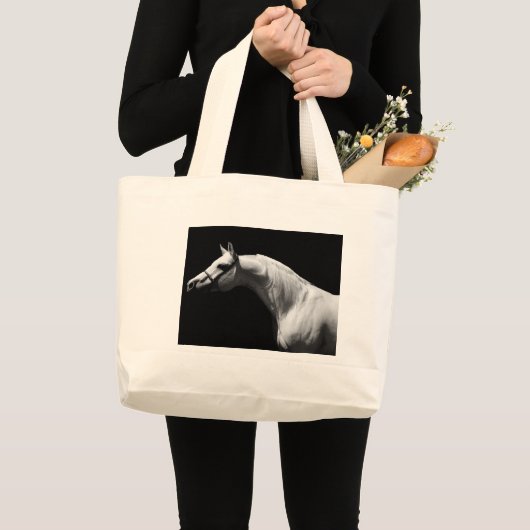 Zwarte en witte paarden grote tote bag (Voorkant (product))