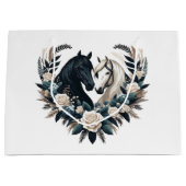 Zwarte en witte paarden in de liefde groot cadeauzakje (Voorkant)