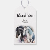 Zwarte en witte paarden in Waterverf Cadeaulabel (Voorkant)