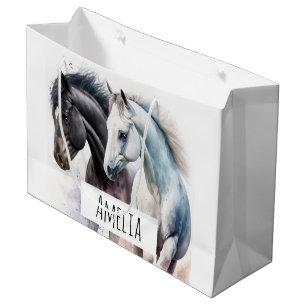 Zwarte en witte paarden in Waterverf Groot Cadeauzakje