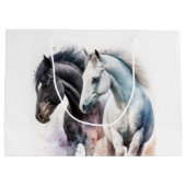 Zwarte en witte paarden in Waterverf Groot Cadeauzakje (Achterkant)