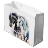 Zwarte en witte paarden in Waterverf Groot Cadeauzakje (Achterkant Gekanteld)
