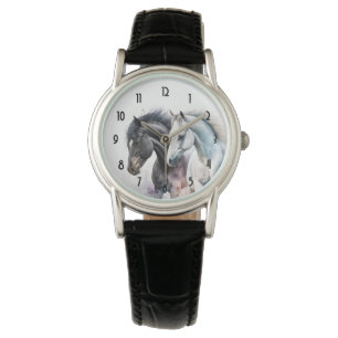 Zwarte en witte paarden in Waterverf Horloge