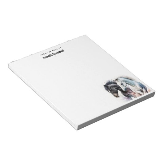 Zwarte en witte paarden in Waterverf Notitieblok (Schuin)