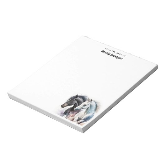 Zwarte en witte paarden in Waterverf Notitieblok (Linkerzijde)