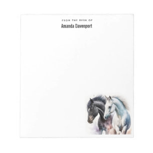 Zwarte en witte paarden in Waterverf Notitieblok