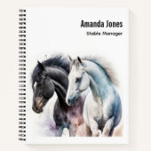Zwarte en witte paarden in Waterverf Notitieboek (Voorkant)