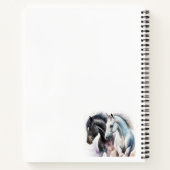Zwarte en witte paarden in Waterverf Notitieboek (Achterkant)