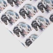 Zwarte en witte paarden in Waterverf Tissuepapier (Detail)