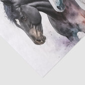 Zwarte en witte paarden in Waterverf Tissuepapier (Detail)