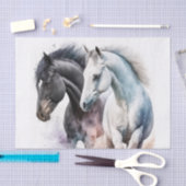 Zwarte en witte paarden in Waterverf Tissuepapier (Craft)