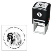 Zwarte en witte paarden in Waterverf Zelfinktende Stempel (In situ)