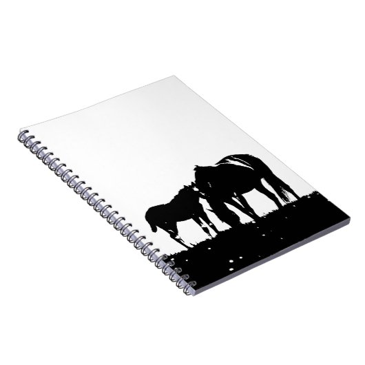 Zwarte en witte paarden Silhouette Notitieboek (Rechterzijde)