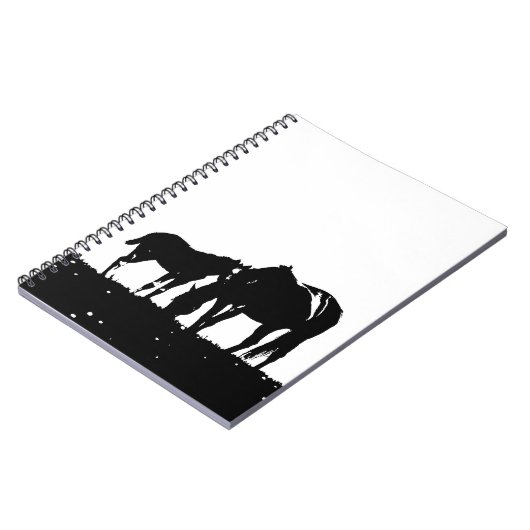 Zwarte en witte paarden Silhouette Notitieboek (Linkerzijde)