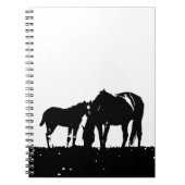 Zwarte en witte paarden Silhouette Notitieboek (Voorkant)