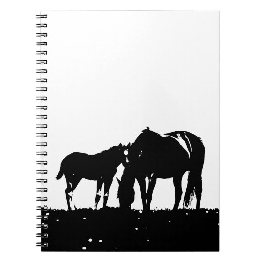 Zwarte en witte paarden Silhouette Notitieboek (Voorkant)