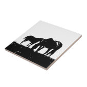 Zwarte en witte paarden Silhouette Tegeltje (Zijkant)