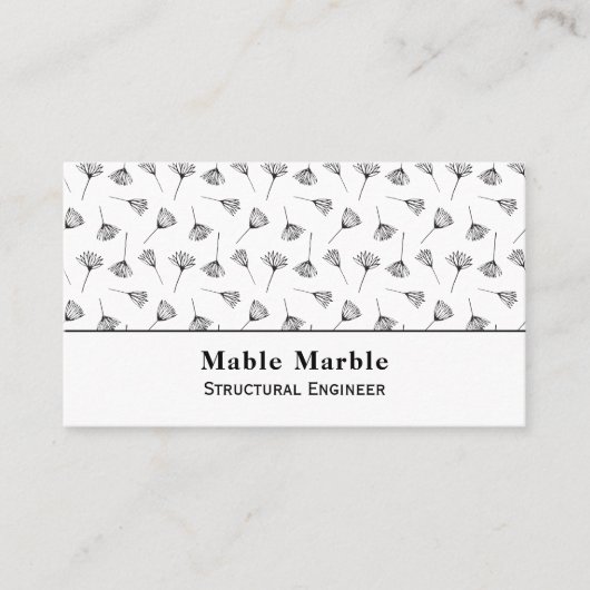 Zwarte en witte paardenbloem Scatter Botanicals Visitekaartje (Voorkant)