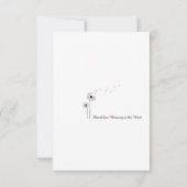 Zwarte en witte paardenbloem waait in de wind bedankkaart (Achterkant)