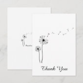 Zwarte en witte paardenbloem waait in de wind bedankkaart (Voorkant / Achterkant)