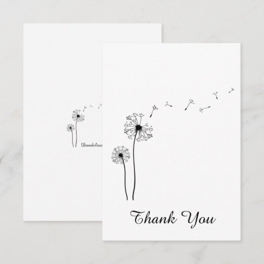 Zwarte en witte paardenbloem waait in de wind bedankkaart (Voorkant / Achterkant)