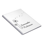 Zwarte en witte paardenbloem waait in de wind notitieboek (Rechterzijde)