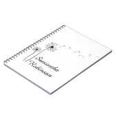 Zwarte en witte paardenbloem waait in de wind notitieboek (Linkerzijde)