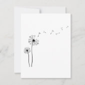 Zwarte en witte paardenbloem waait in de wind notitiekaartje (Voorkant)