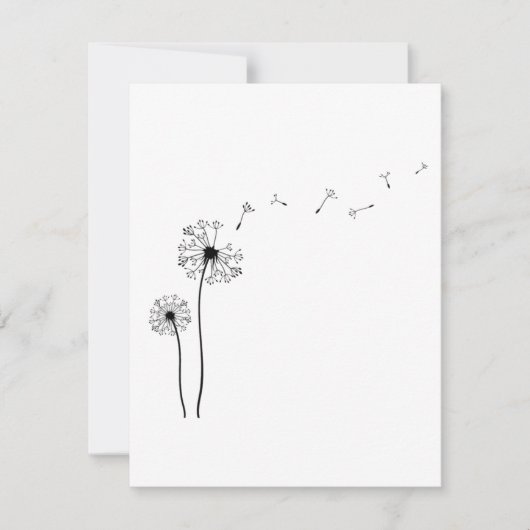 Zwarte en witte paardenbloem waait in de wind notitiekaartje (Voorkant)