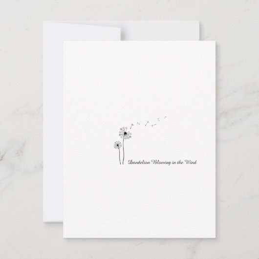Zwarte en witte paardenbloem waait in de wind notitiekaartje (Achterkant)