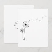 Zwarte en witte paardenbloem waait in de wind notitiekaartje (Voorkant / Achterkant)