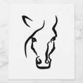 Zwarte en witte paardengezicht wijn etiket (Enkel label)