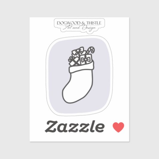 Zwarte en witte Paarse kerststaart Sticker (Vel)