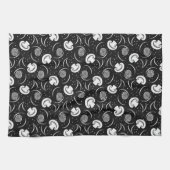  zwarte en witte paddenstoel Patroongroenten Theedoek (Horizontaal)