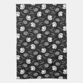  zwarte en witte paddenstoel Patroongroenten Theedoek (Verticaal)