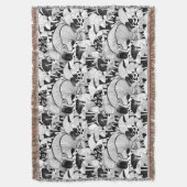 Zwarte en witte paddenstoelen deken (Voorkant Verticaal)