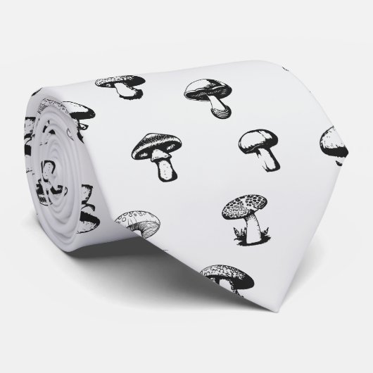 Zwarte en witte paddenstoelen stropdas (Opgerold)