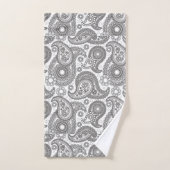 Zwarte en witte paisley bad handdoek (Handdoek)