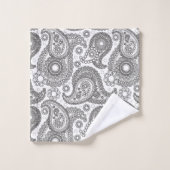 Zwarte en witte paisley bad handdoek (Wasdoekje)