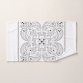 Zwarte en witte paisley bad handdoek (Handdoek)