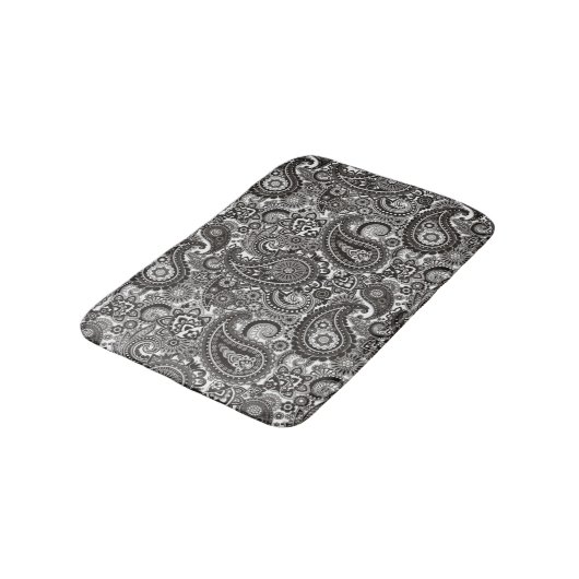 Zwarte en witte paisley badmat (Gekanteld)