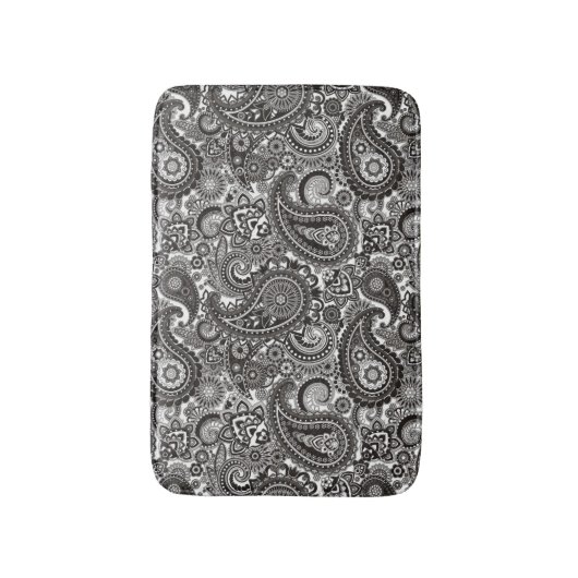 Zwarte en witte paisley badmat (Voorkant Verticaal)