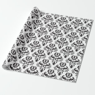 ZWARTE EN WITTE PAISLEY CADEAUPAPIER