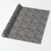 Zwarte en witte paisley cadeaupapier (Uitgerold)