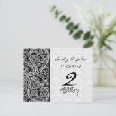 Zwarte en witte  Paisley Damask Weddings Briefkaart (Staand voorkant)