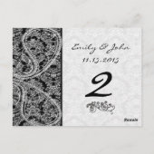 Zwarte en witte  Paisley Damask Weddings Briefkaart (Achterkant)
