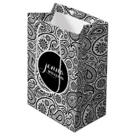 Zwarte en witte paisley Damaskers Medium Cadeauzakje