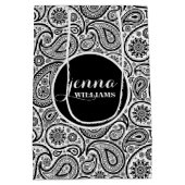 Zwarte en witte  paisley Damaskers Medium Cadeauzakje (Achterkant)