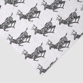 Zwarte en witte paisley Deer Tissuepapier (Detail)