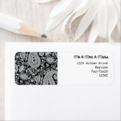 Zwarte en witte paisley etiket (Insitu)